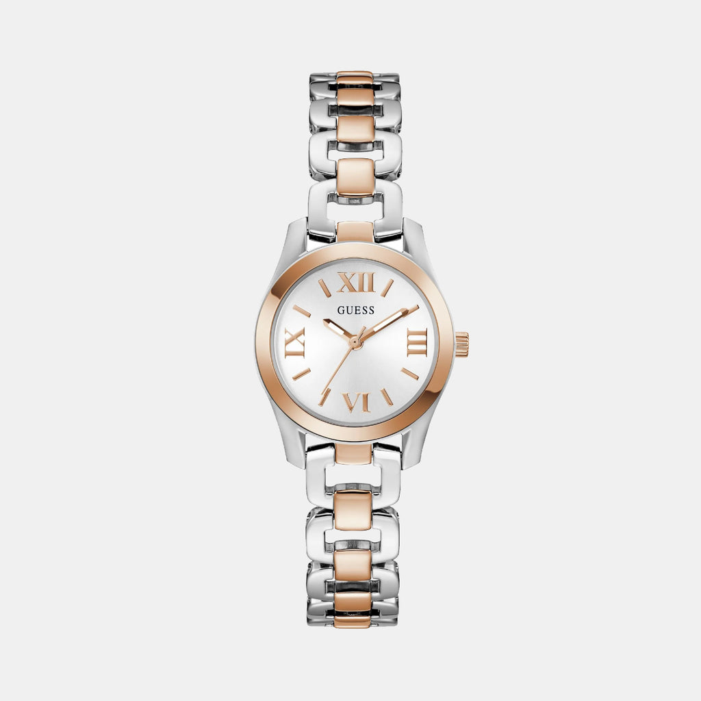 Veda Women Quartz White Dial Analog Stainless Steel Watch GW0927L5