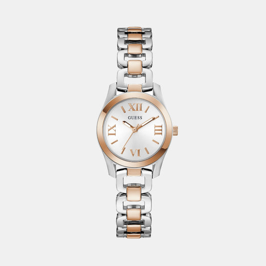 Veda Women Quartz White Dial Analog Stainless Steel Watch GW0927L5