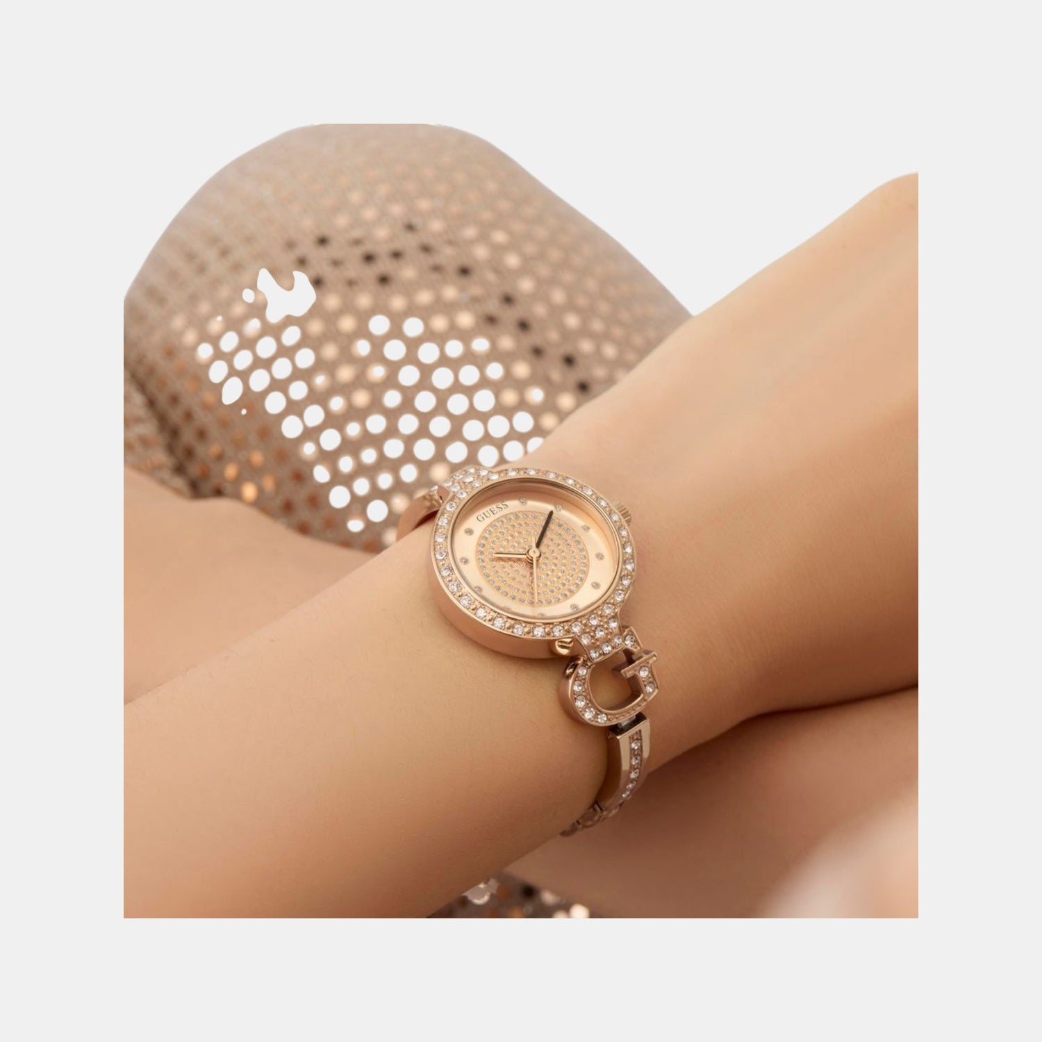 Giselle Women Quartz Rose Gold Dial Analog Recycled Steel Watch GW0929L3