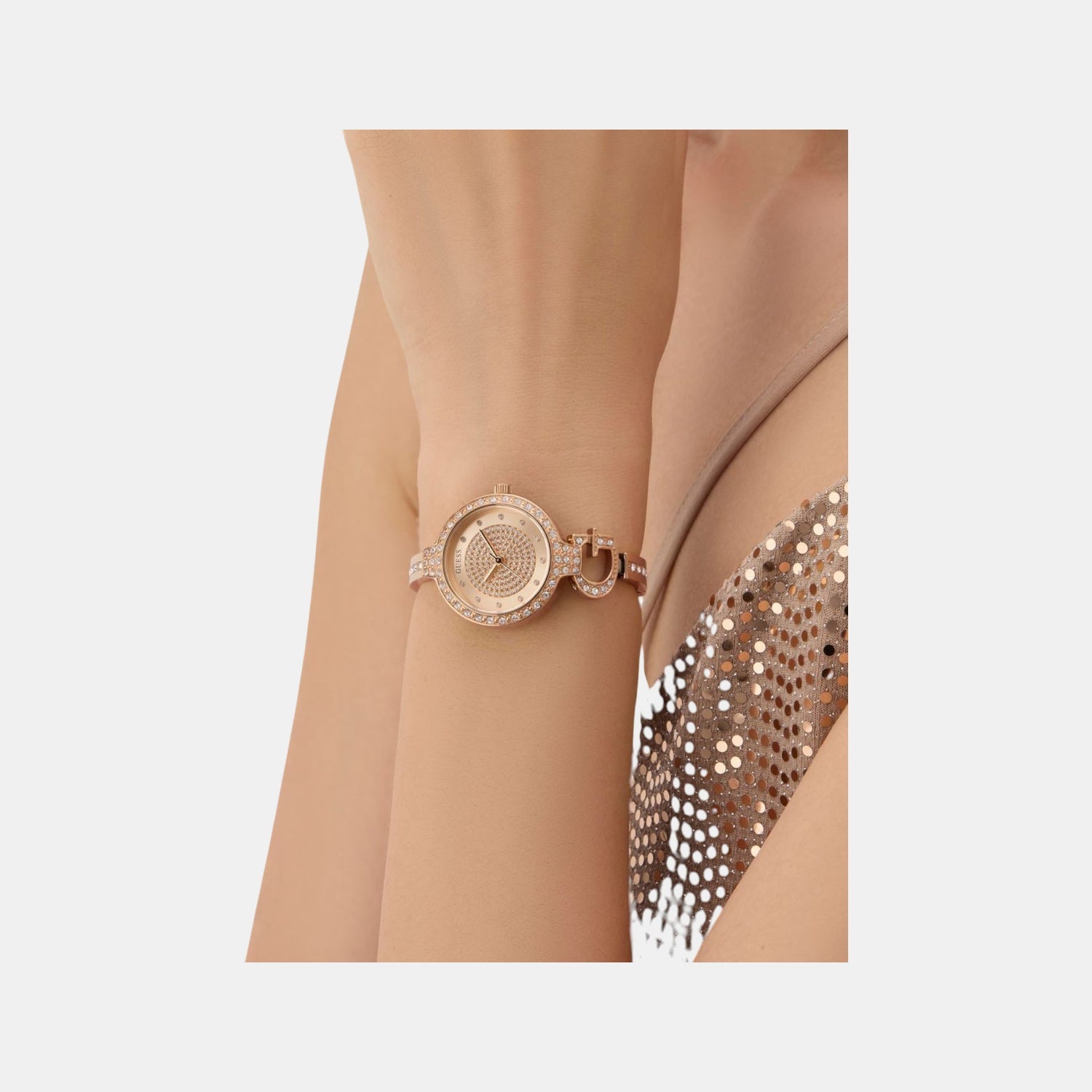 Giselle Women Quartz Rose Gold Dial Analog Recycled Steel Watch GW0929L3