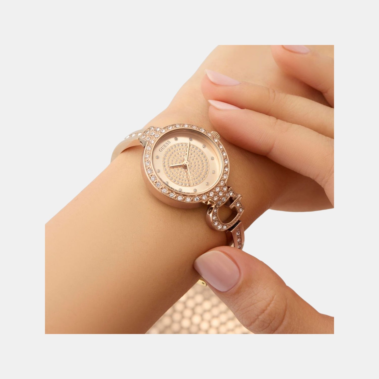 Giselle Women Quartz Rose Gold Dial Analog Recycled Steel Watch GW0929L3