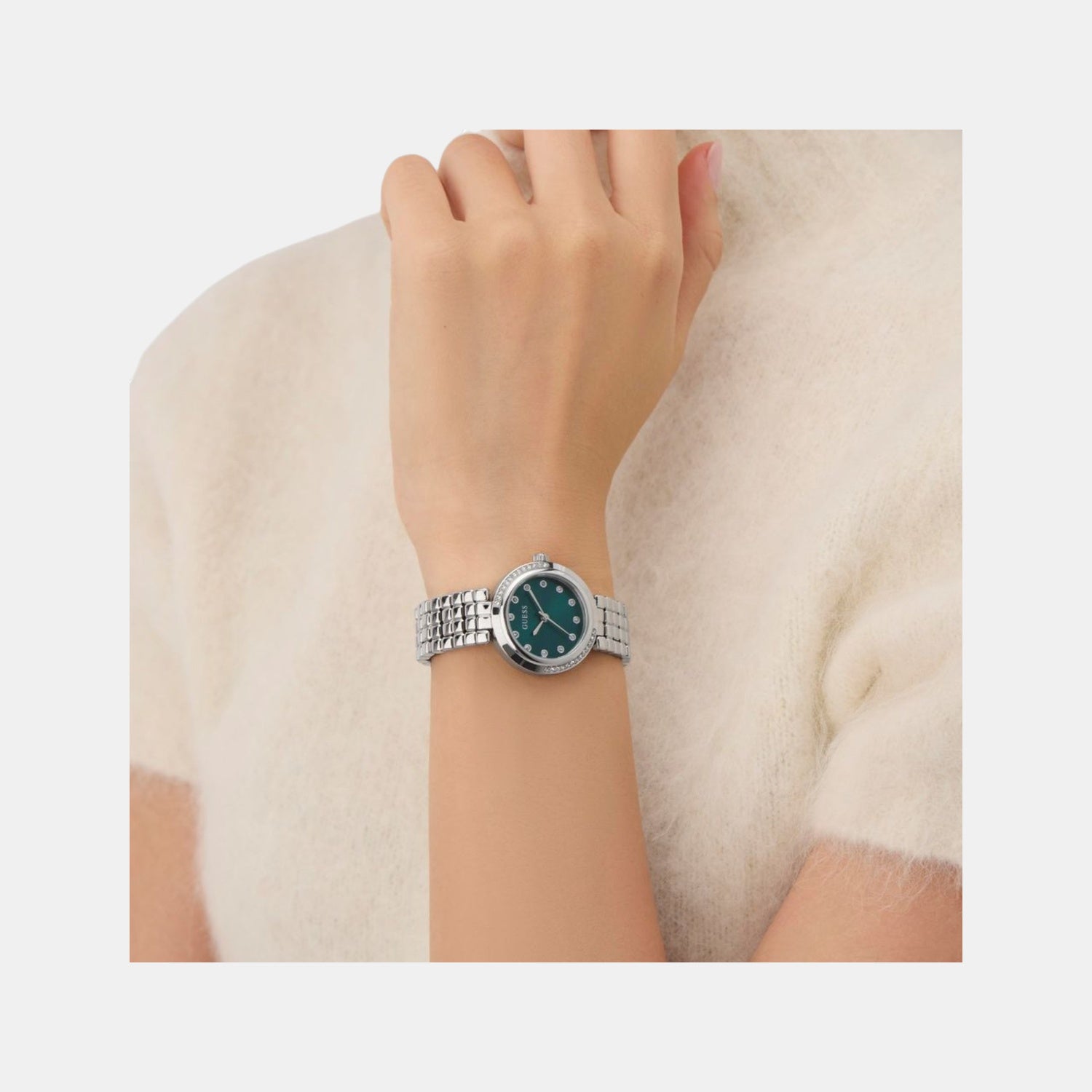 Clara Women Quartz Green Dial Analog Recycled Steel Watch GW0930L1