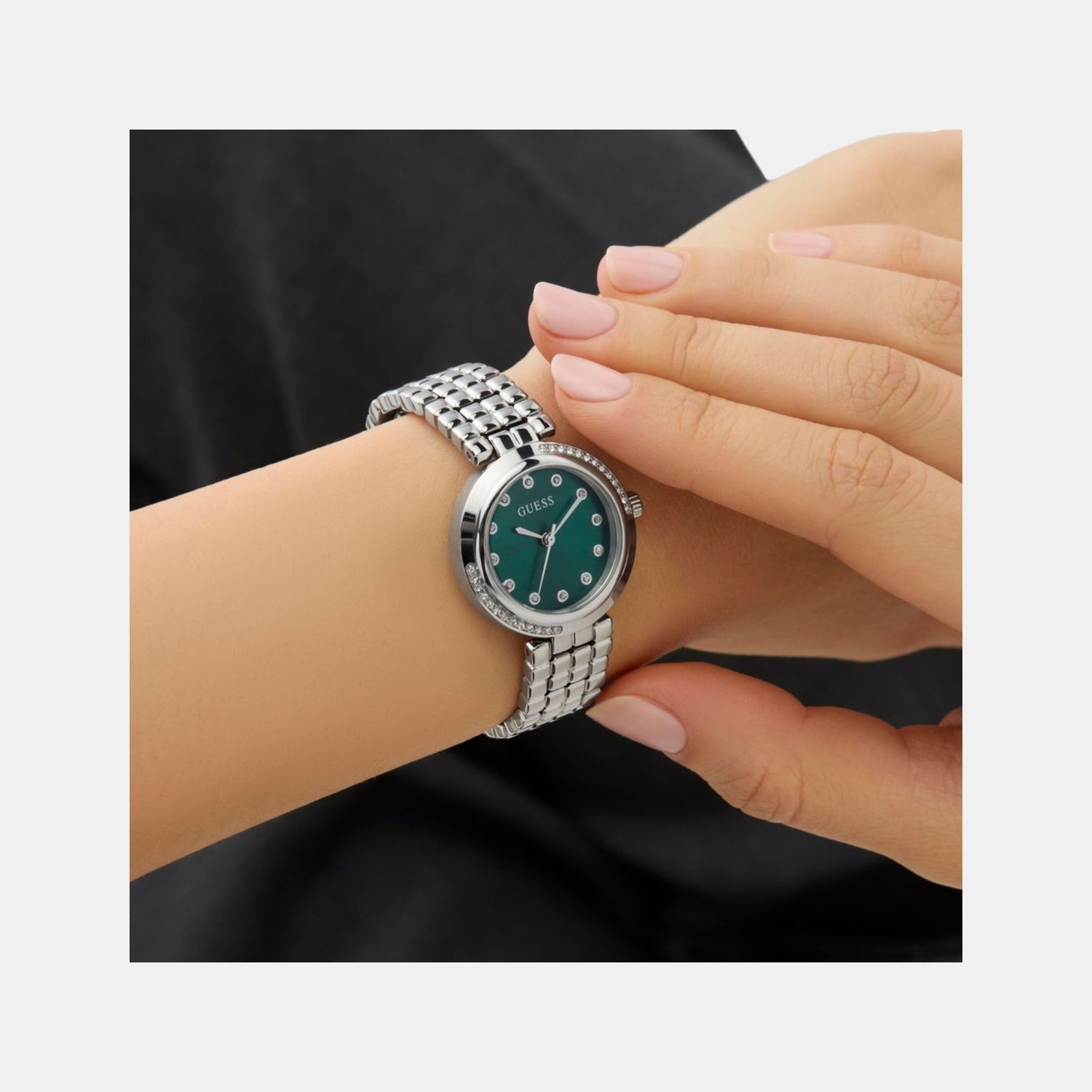 Clara Women Quartz Green Dial Analog Recycled Steel Watch GW0930L1