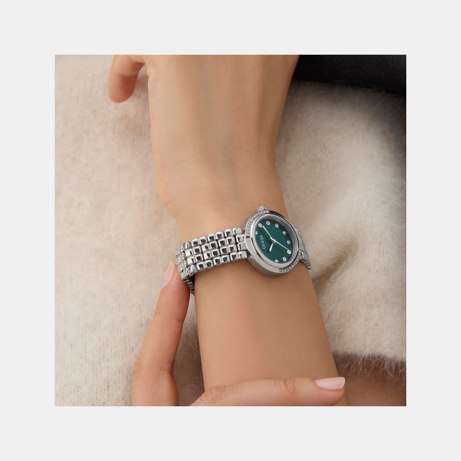 Clara Women Quartz Green Dial Analog Recycled Steel Watch GW0930L1