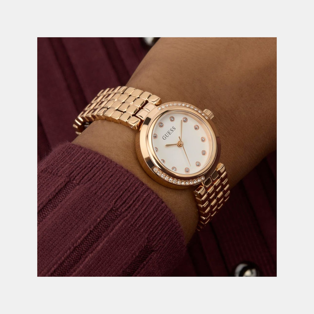 Clara Women Quartz White Dial Analog Recycled Steel Watch GW0930L3