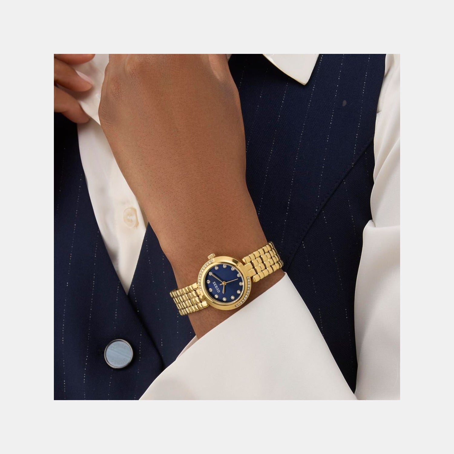 Clara Women Quartz Blue Dial Analog Recycled Steel Watch GW0930L4