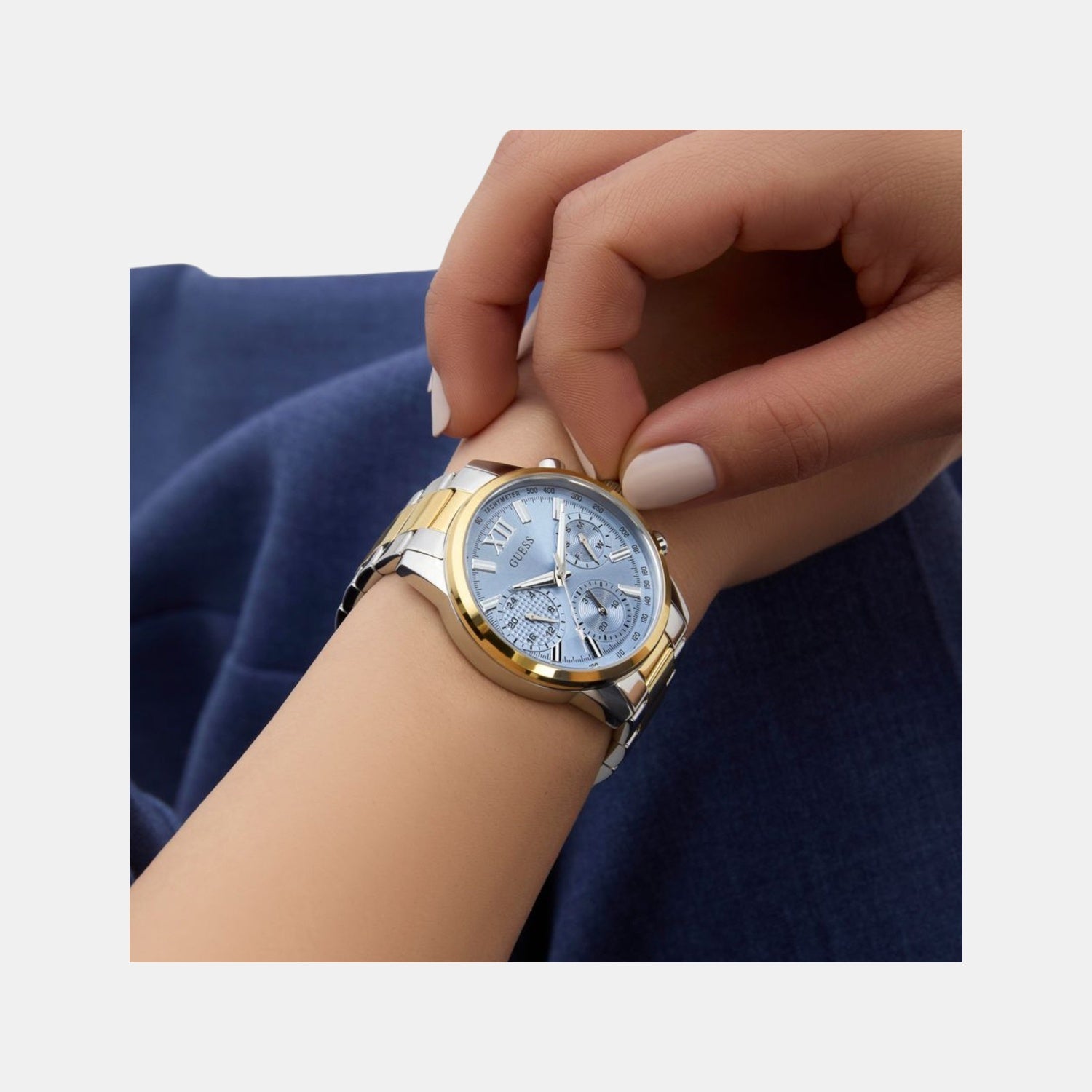 Bailey Women Quartz Ice Blue Dial Multi-Function Stainless Steel Watch GW0933L3