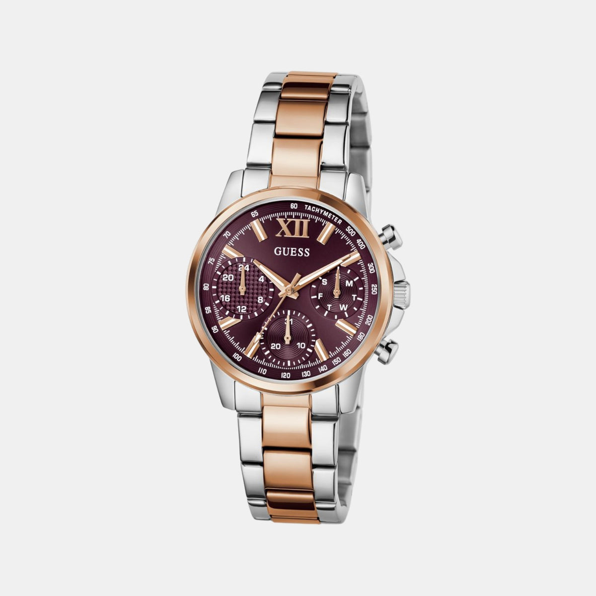 Gd Bailey Women Quartz Burgundy Dial Multi-Function Stainless Steel Watch Gw0933L5