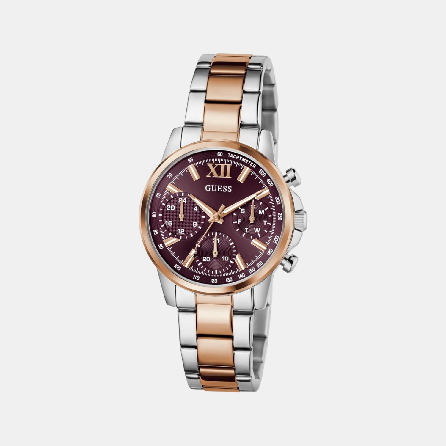 Dress Women Quartz Red Dial Multi-Function Stainless Steel Watch GW0933L5