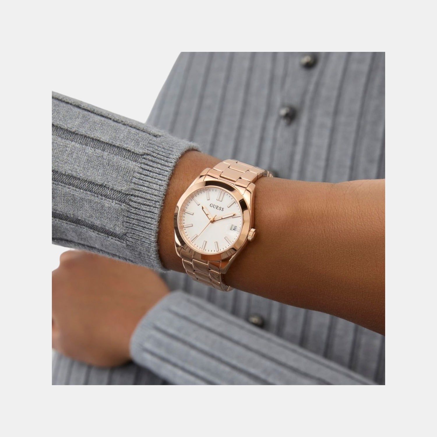 Alice Women Quartz White Dial Analog Recycled Steel Watch GW0934L4