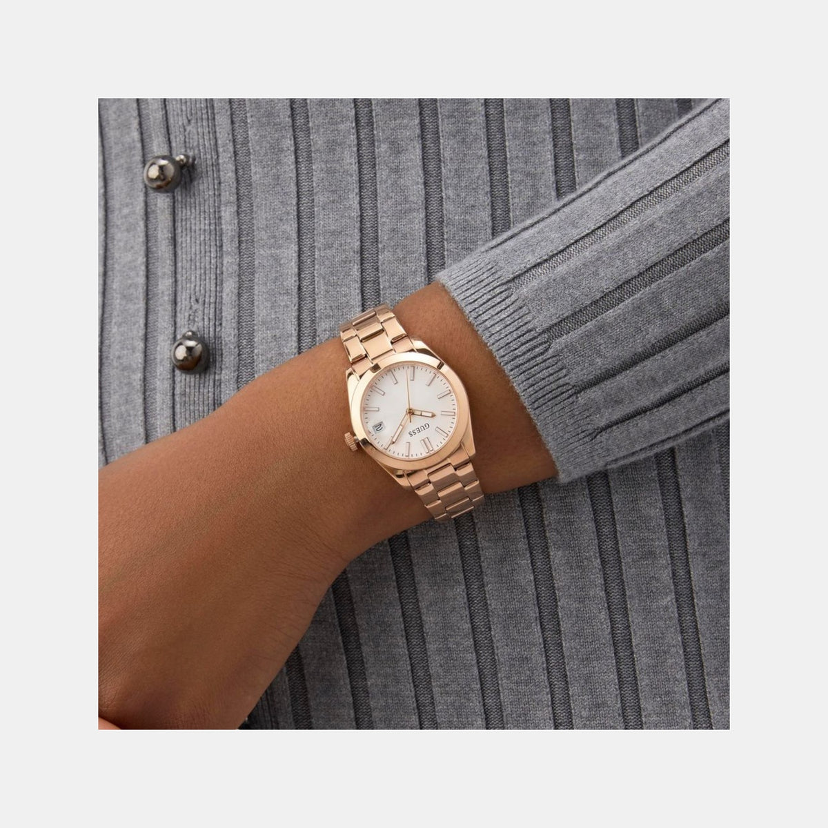 Gd Alice Women Quartz White Dial Analog Stainless Steel Watch Gw0934L4