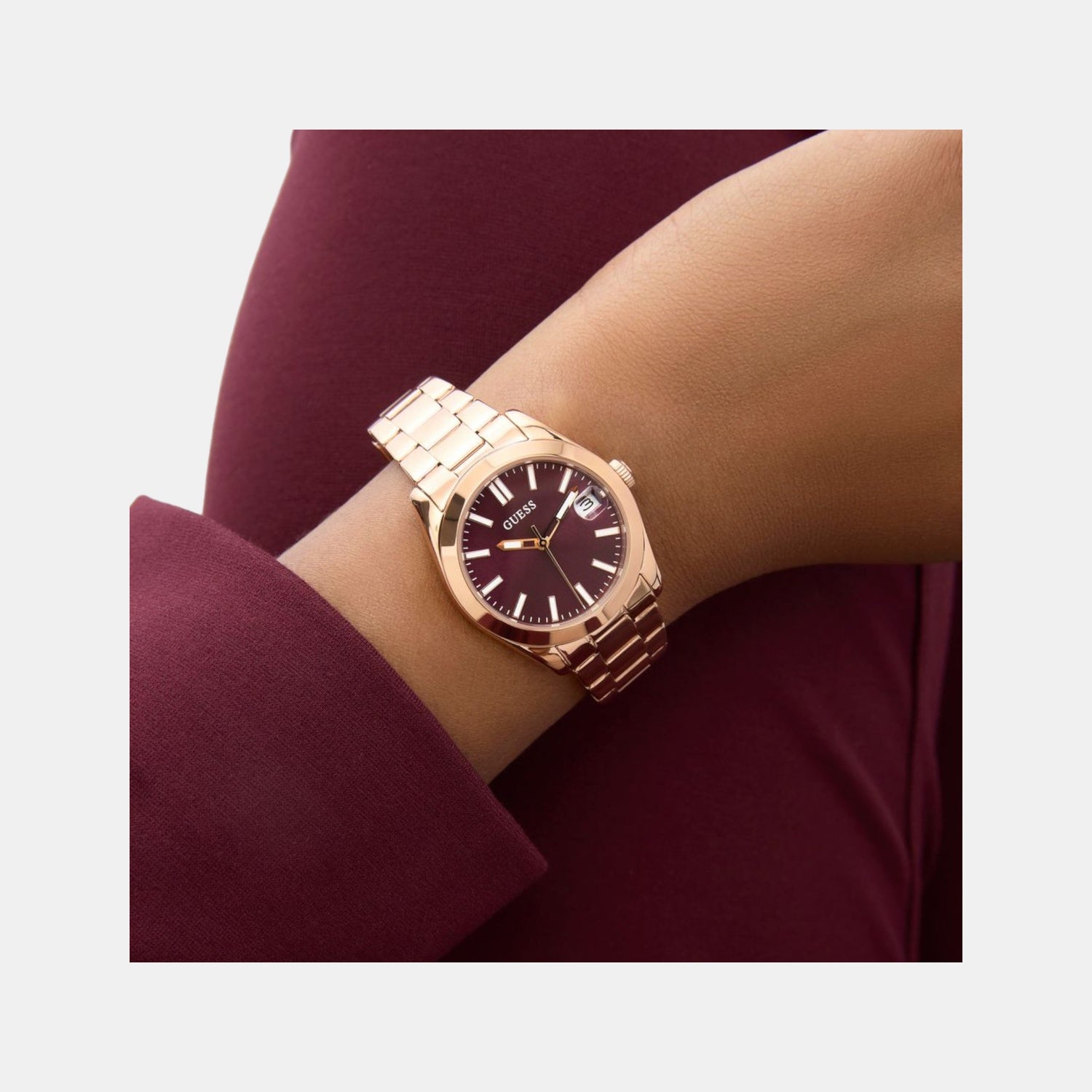 Alice Women Quartz Red Dial Analog Recycled Steel Watch GW0934L5