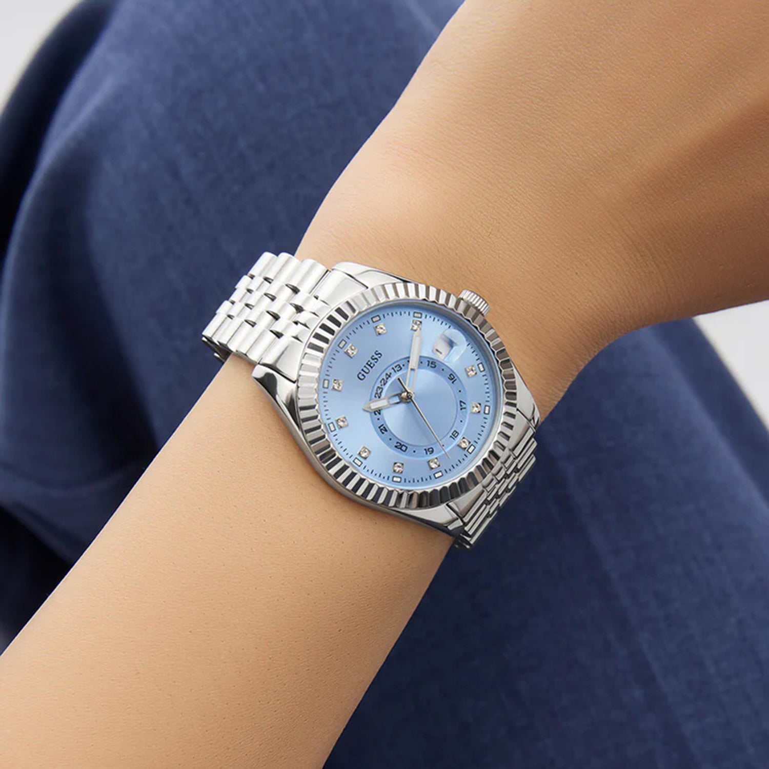 Jada Women Quartz Ice Blue Dial Analog Recycled Steel Watch GW0936L1