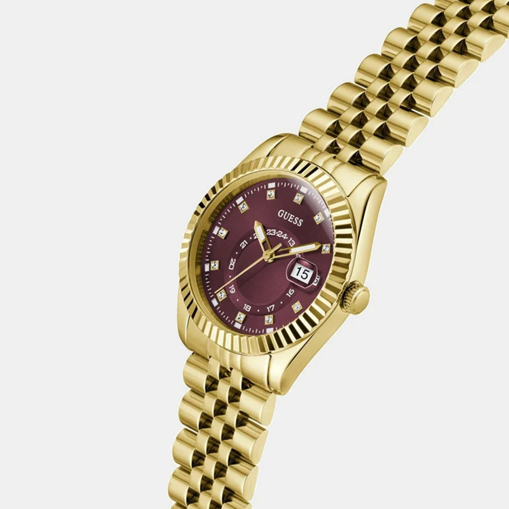 Women Quartz Burgundy Dial Analog Stainless Steel Watch GW0936L2