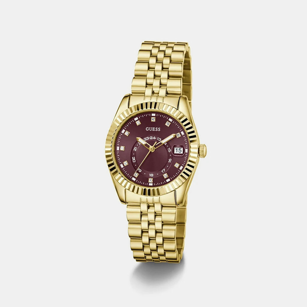 Women Quartz Burgundy Dial Analog Stainless Steel Watch GW0936L2