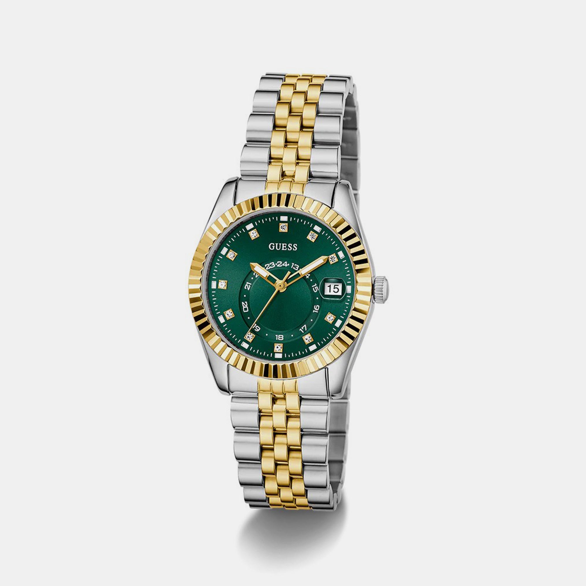 Women Quartz Green Dial Analog Stainless Steel Watch GW0936L3