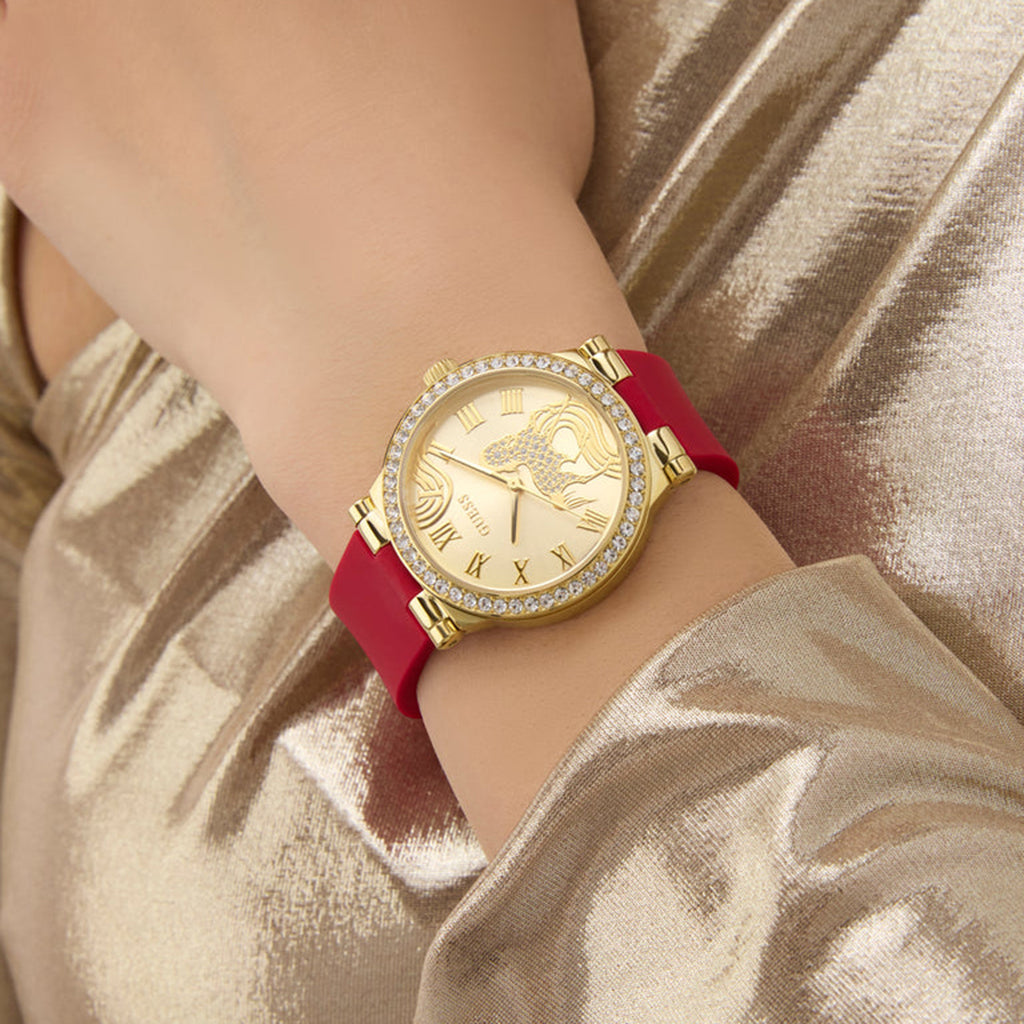 Lunar New Year Limited Edition Women Quartz Champagne Dial Analog Leather Watch GW0937L1