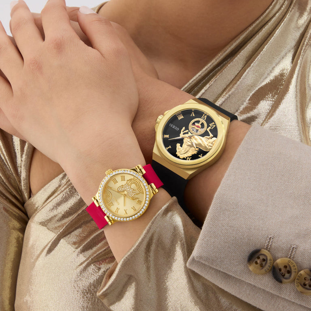 Lunar New Year Limited Edition Women Quartz Champagne Dial Analog Leather Watch GW0937L1