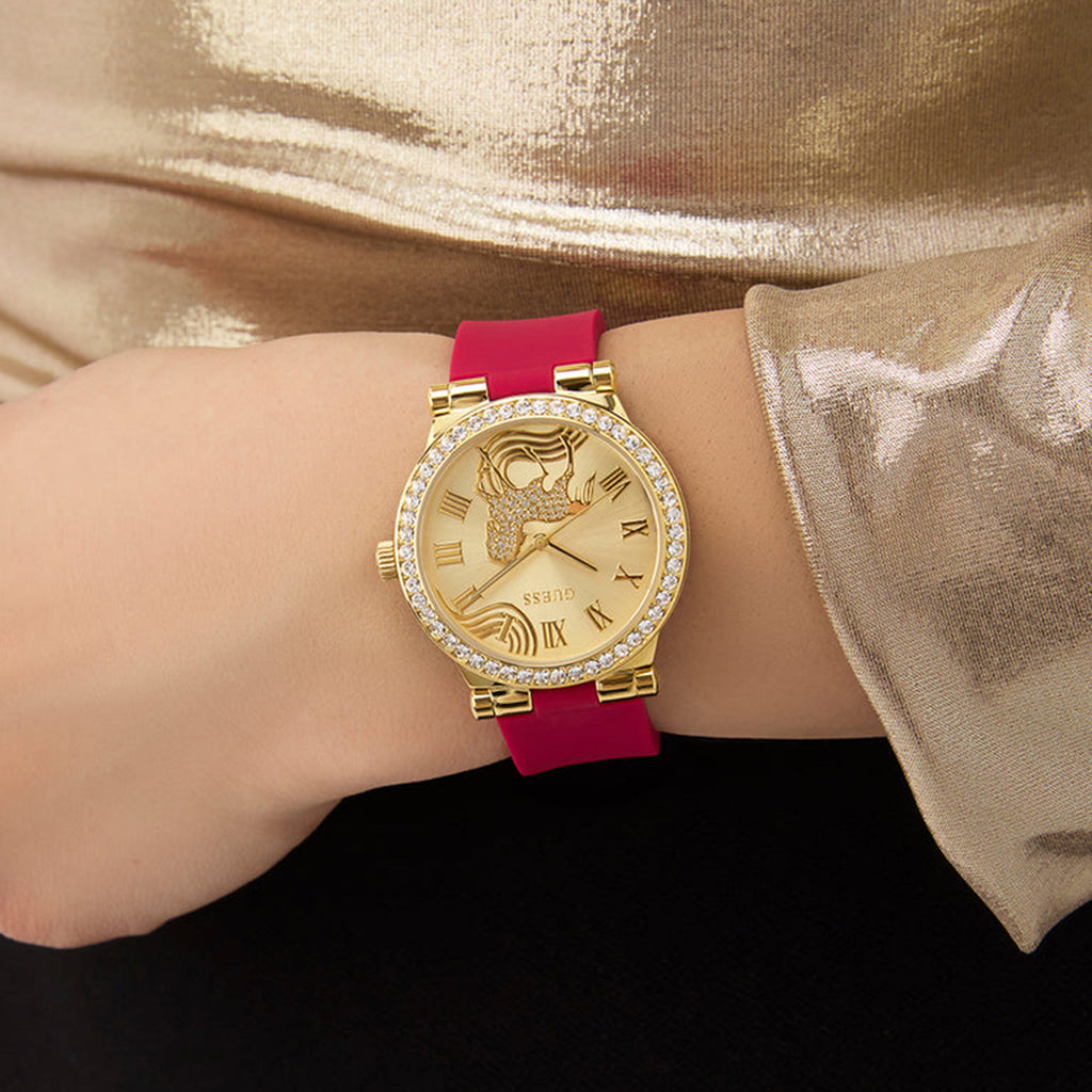 Lunar New Year Limited Edition Women Quartz Champagne Dial Analog Leather Watch GW0937L1