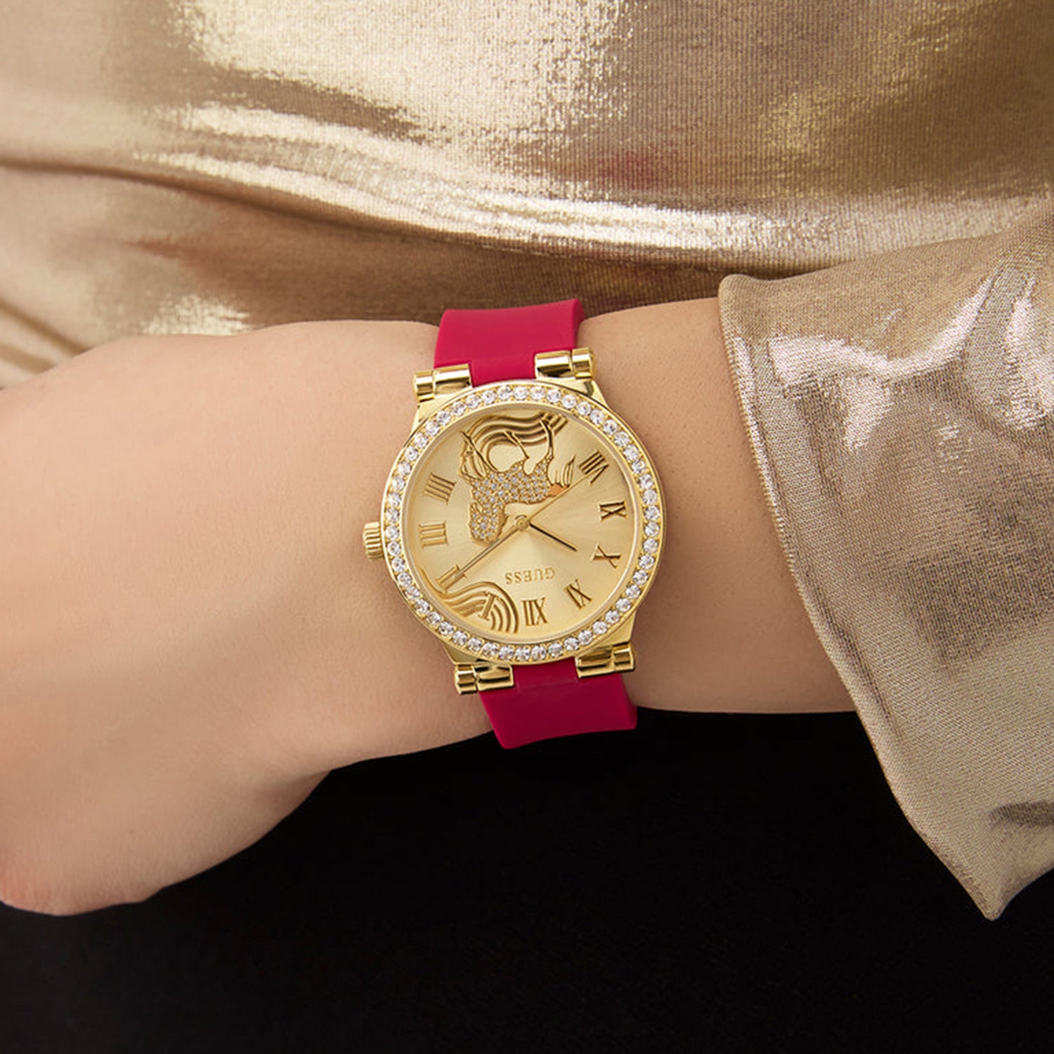 Lunar New Year Limited Edition Women Quartz Champagne Dial Analog Leather Watch GW0937L1