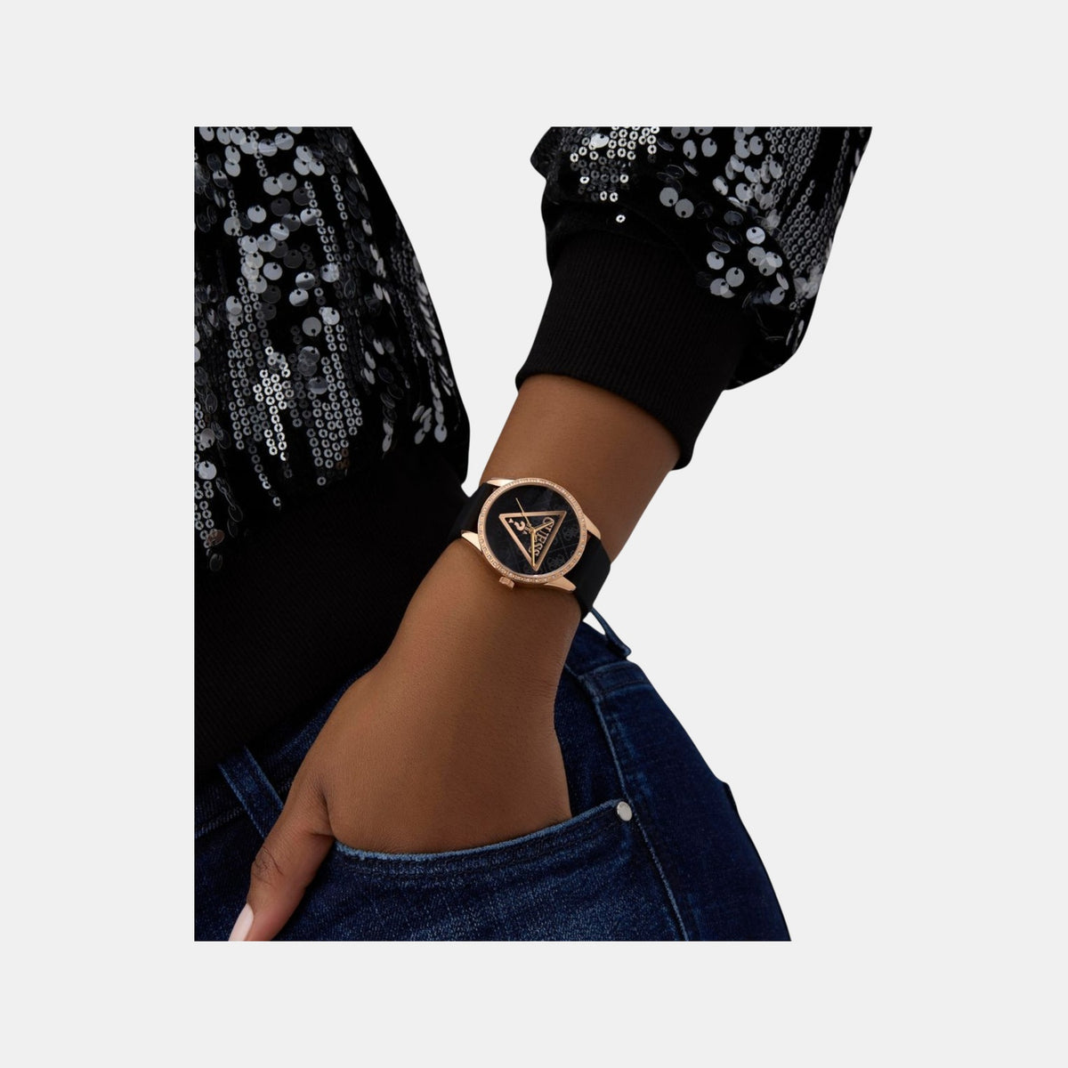 Gt Roxy Women Quartz Black Dial Analog Silicone Watch Gw0942L3