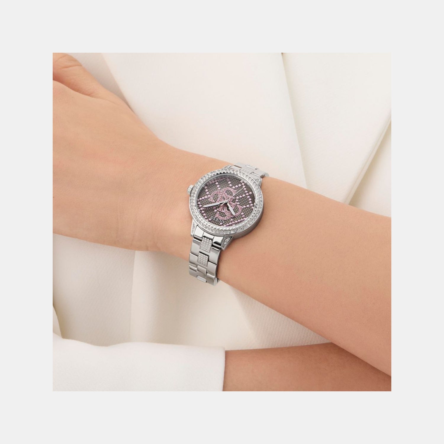 Trend Women Quartz Silver Dial Analog Stainless Steel Watch GW0944L1