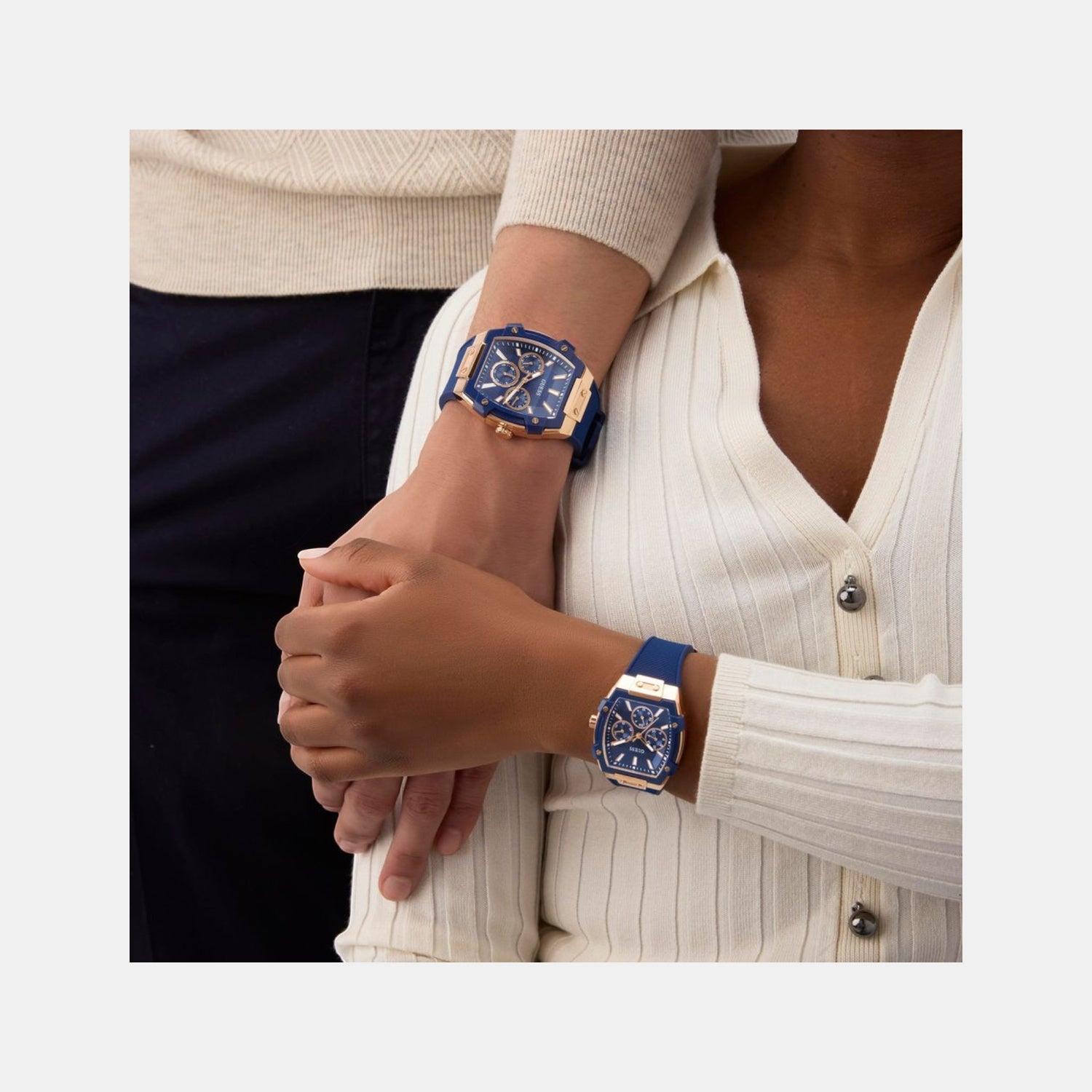 Phoenix Women Quartz Blue Dial Multi-Function Silicone Watch GW0945L4