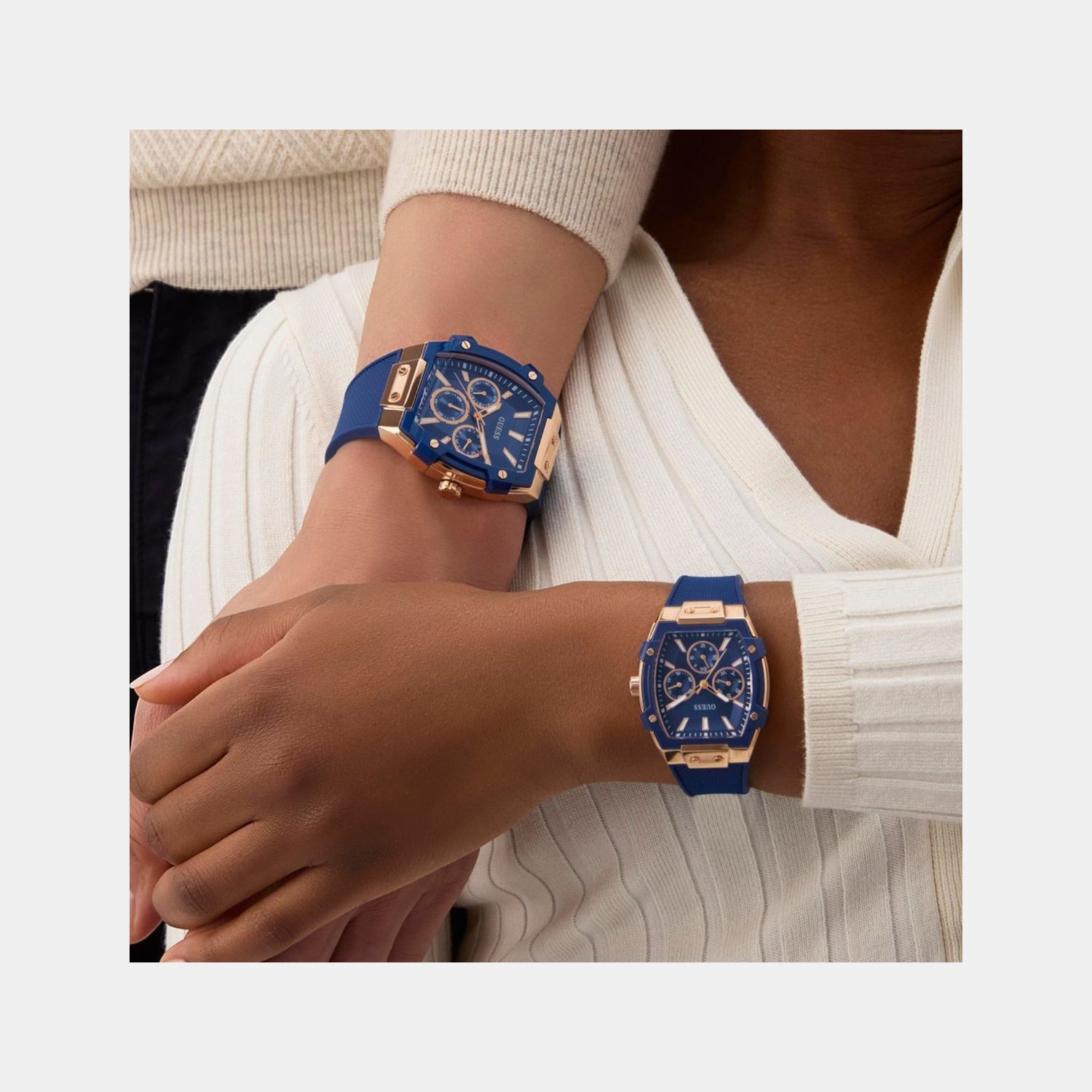 Phoenix Women Quartz Blue Dial Multi-Function Silicone Watch GW0945L4