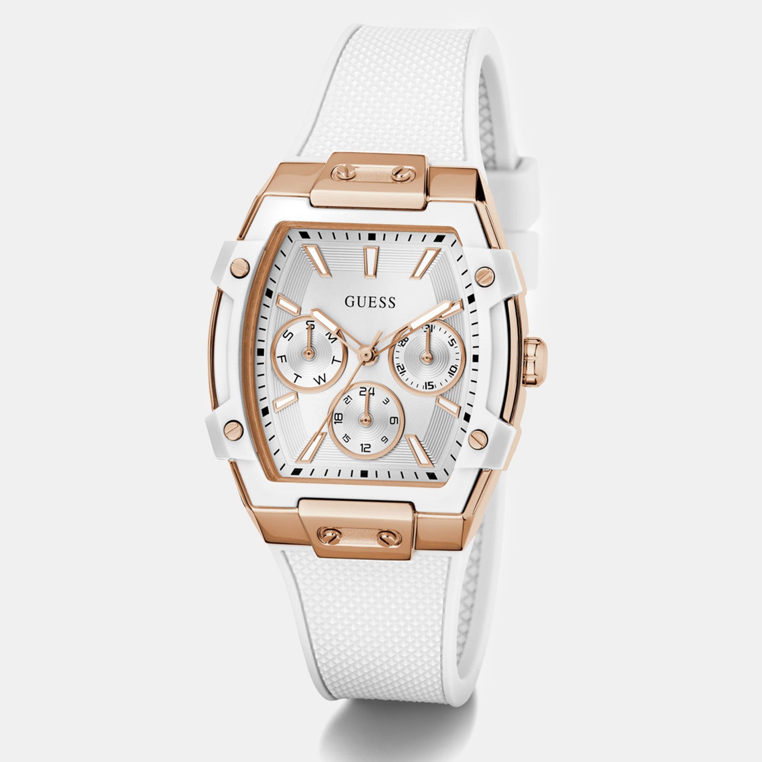 Women Quartz White Dial Multi-Function Silicone Watch GW0945L6