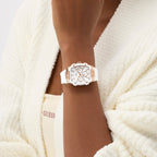 Women Quartz White Dial Multi-Function Silicone Watch GW0945L6