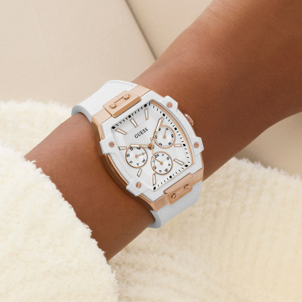 Women Quartz White Dial Multi-Function Silicone Watch GW0945L6