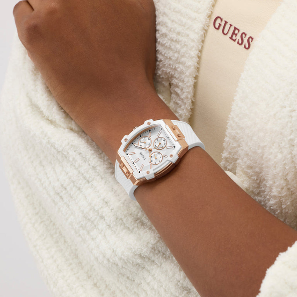 Women Quartz White Dial Multi-Function Silicone Watch GW0945L6