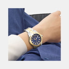 Mist Women Quartz Blue Dial Analog Stainless Steel Watch GW0948L3