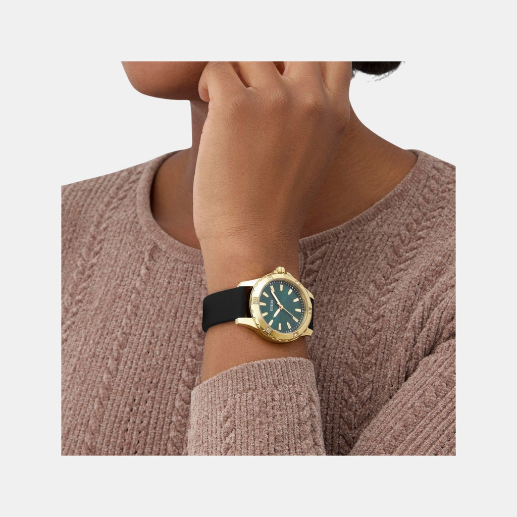 Mist Women Quartz Green Dial Analog Silicone Watch GW0949L2