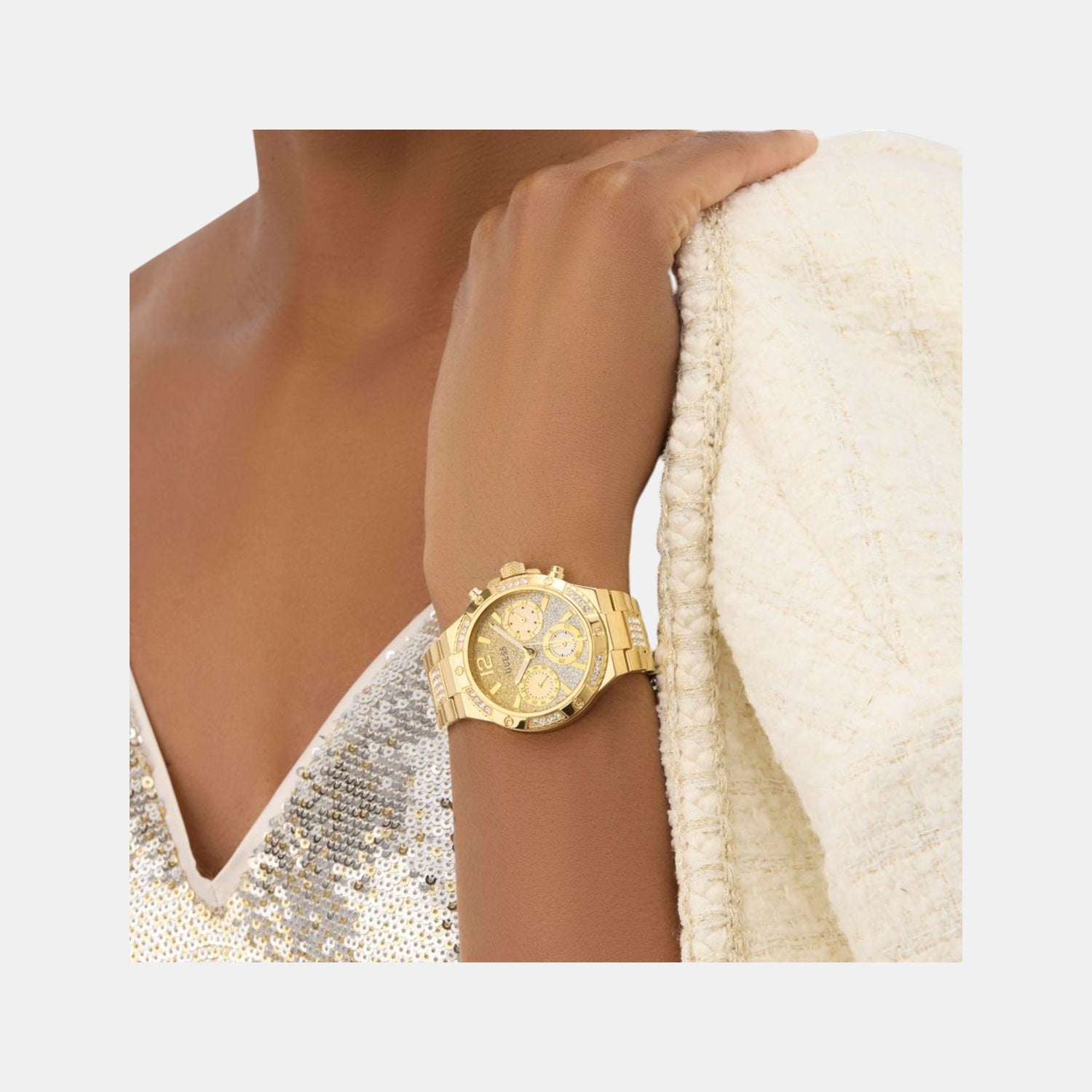 Harlow Women Quartz Ombre Dial Multi-Function Stainless Steel Watch GW0950L2