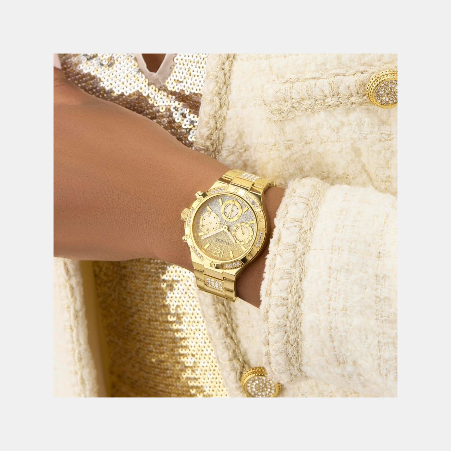 Harlow Women Quartz Ombre Dial Multi-Function Stainless Steel Watch GW0950L2