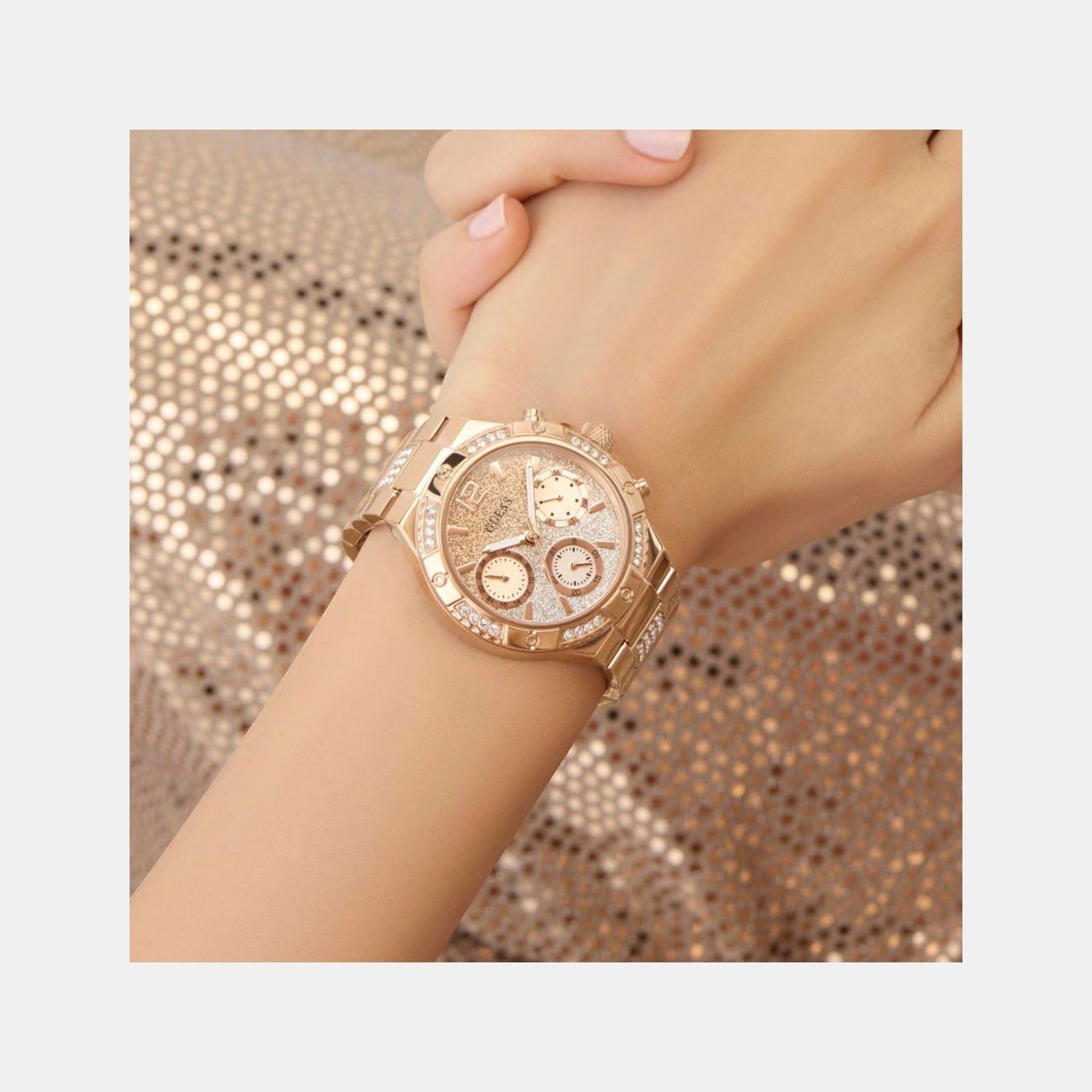 Harlow Women Quartz Ombre Dial Multi-Function Stainless Steel Watch GW0950L4