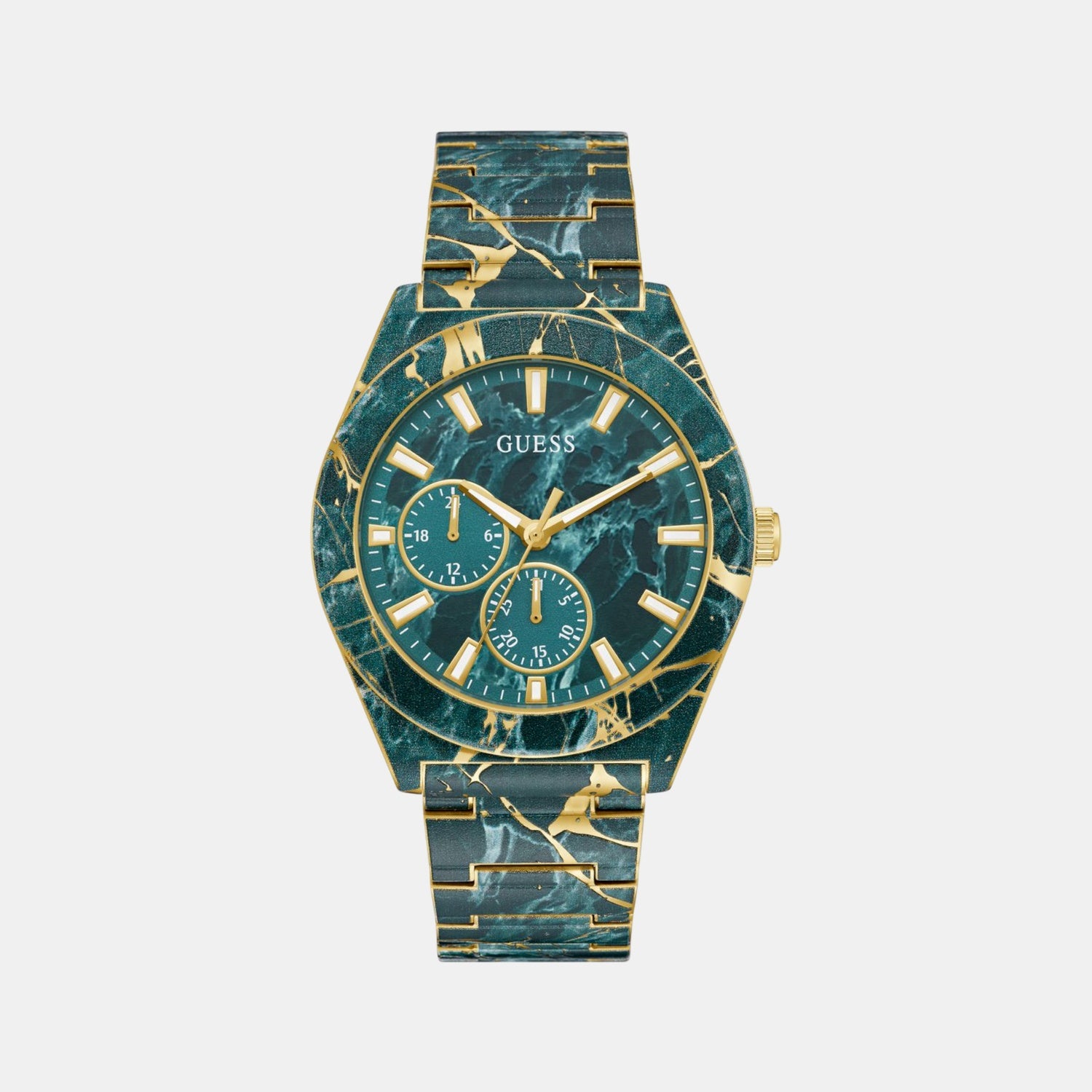 Flash Men Quartz Green Dial Multi-Function Stainless Steel Watch GW0953G1