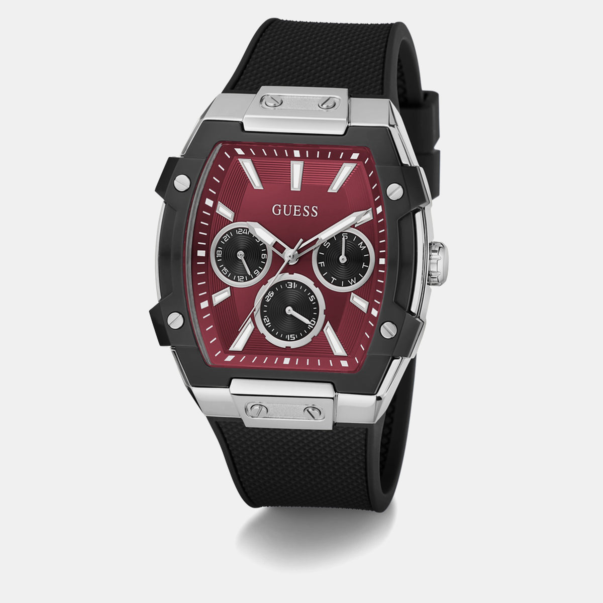 Gt Phoenix Men Quartz Burgundy Dial Multi-Function Silicone Watch Gw0956G1
