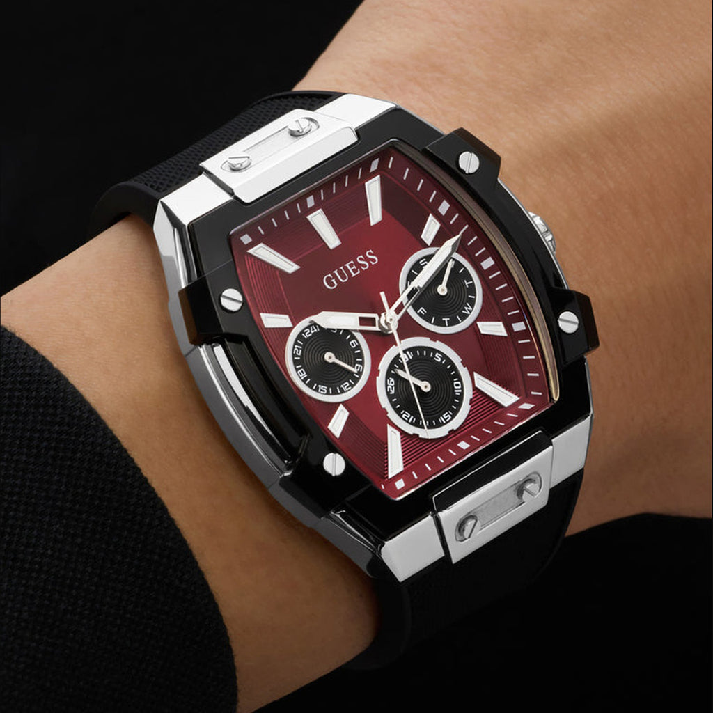 Men Quartz Red Dial Multi-Function Silicone Watch GW0956G1