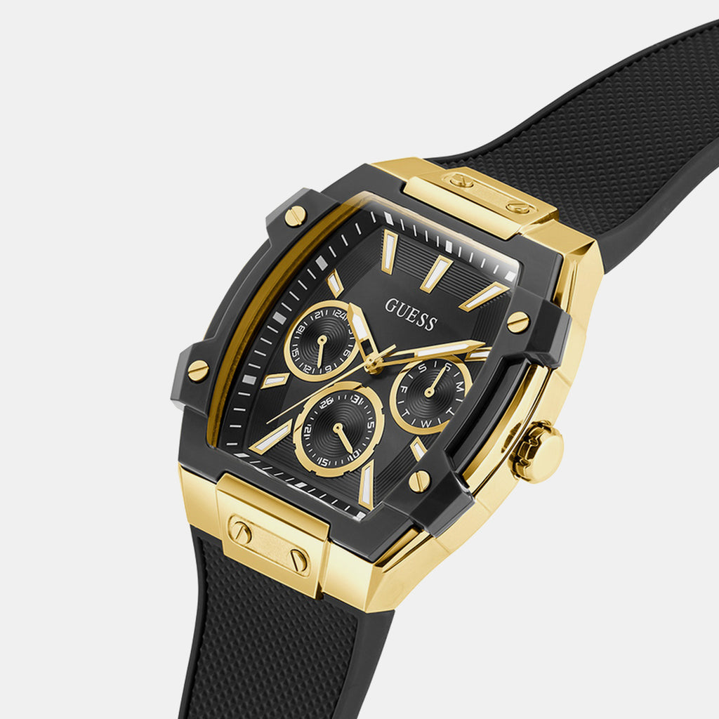 Men Quartz Black Dial Multi-Function Silicone Watch GW0956G2