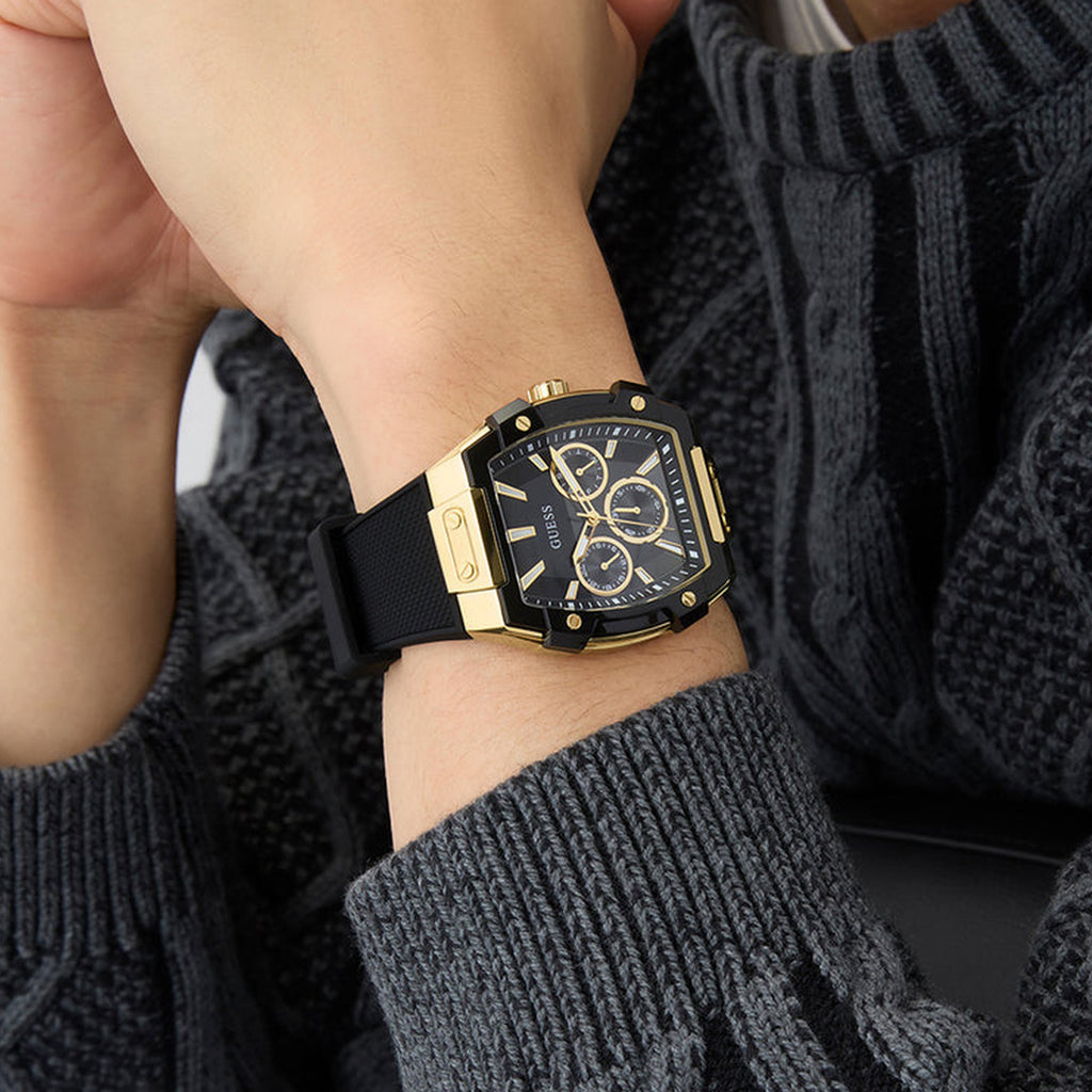 Men Quartz Black Dial Multi-Function Silicone Watch GW0956G2