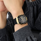 Men Quartz Black Dial Multi-Function Silicone Watch GW0956G2