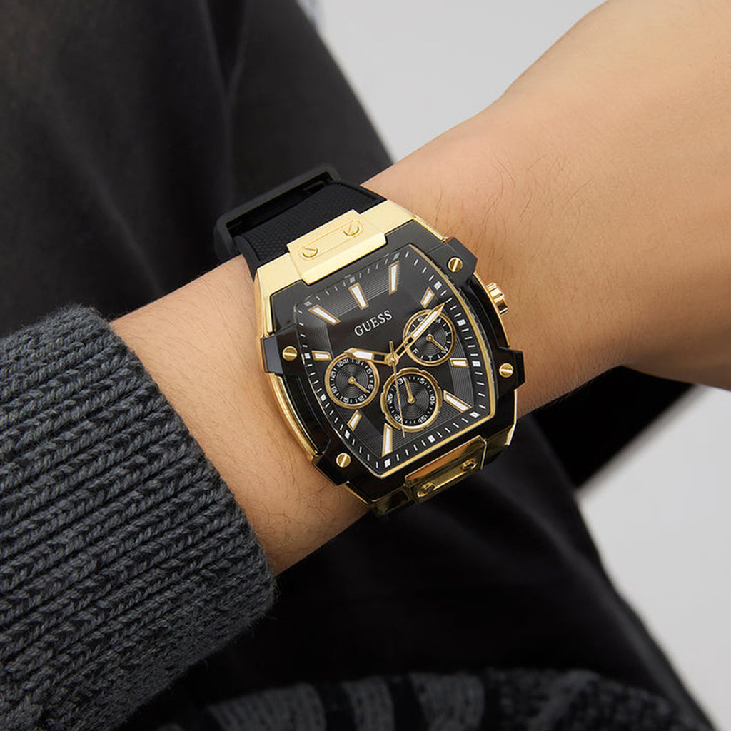 Men Quartz Black Dial Multi-Function Silicone Watch GW0956G2