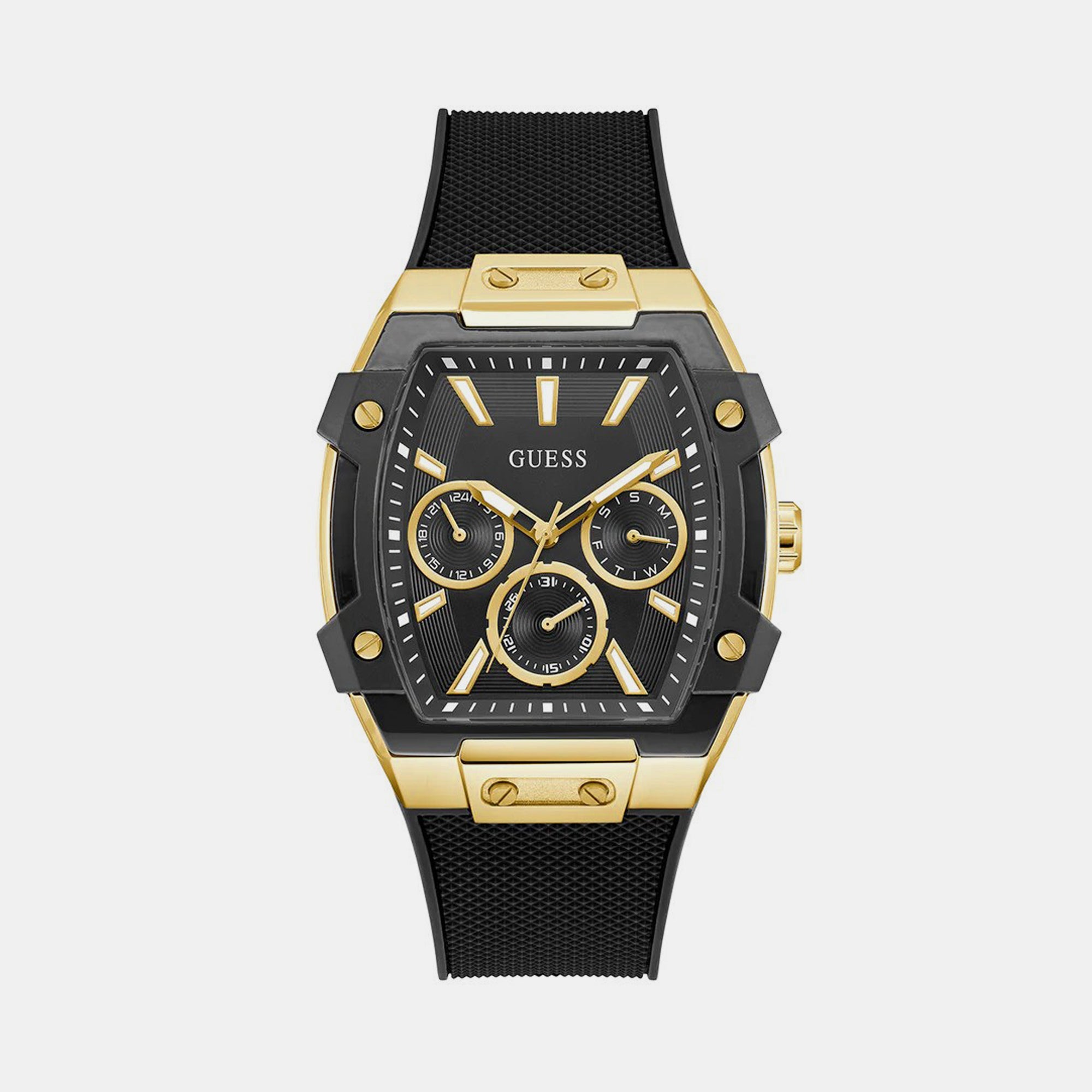 Men Quartz Black Dial Multi-Function Silicone Watch GW0956G2