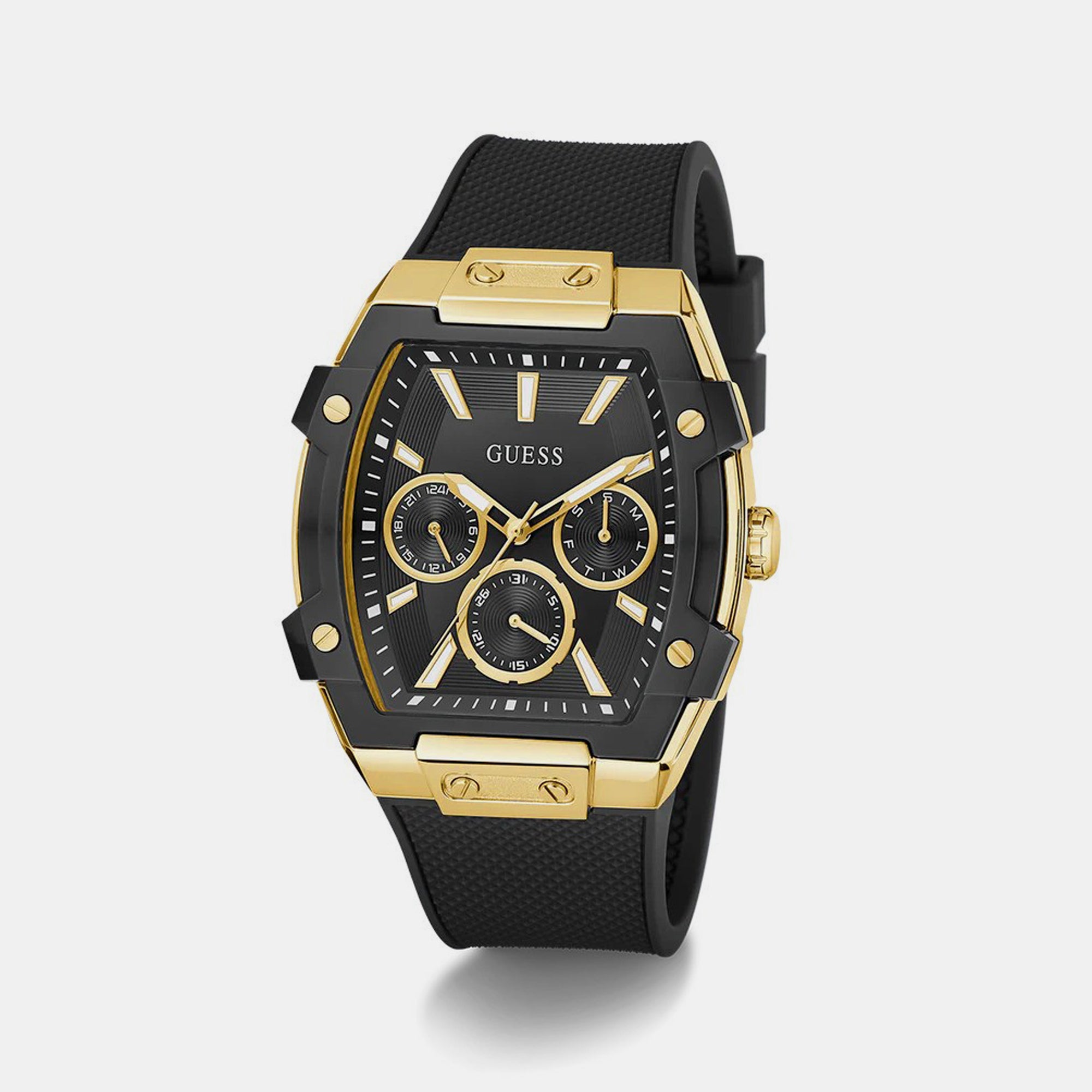 Men Quartz Black Dial Multi-Function Silicone Watch GW0956G2