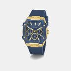 Men Quartz Blue Dial Multi-function Silicone Watch GW0956G5