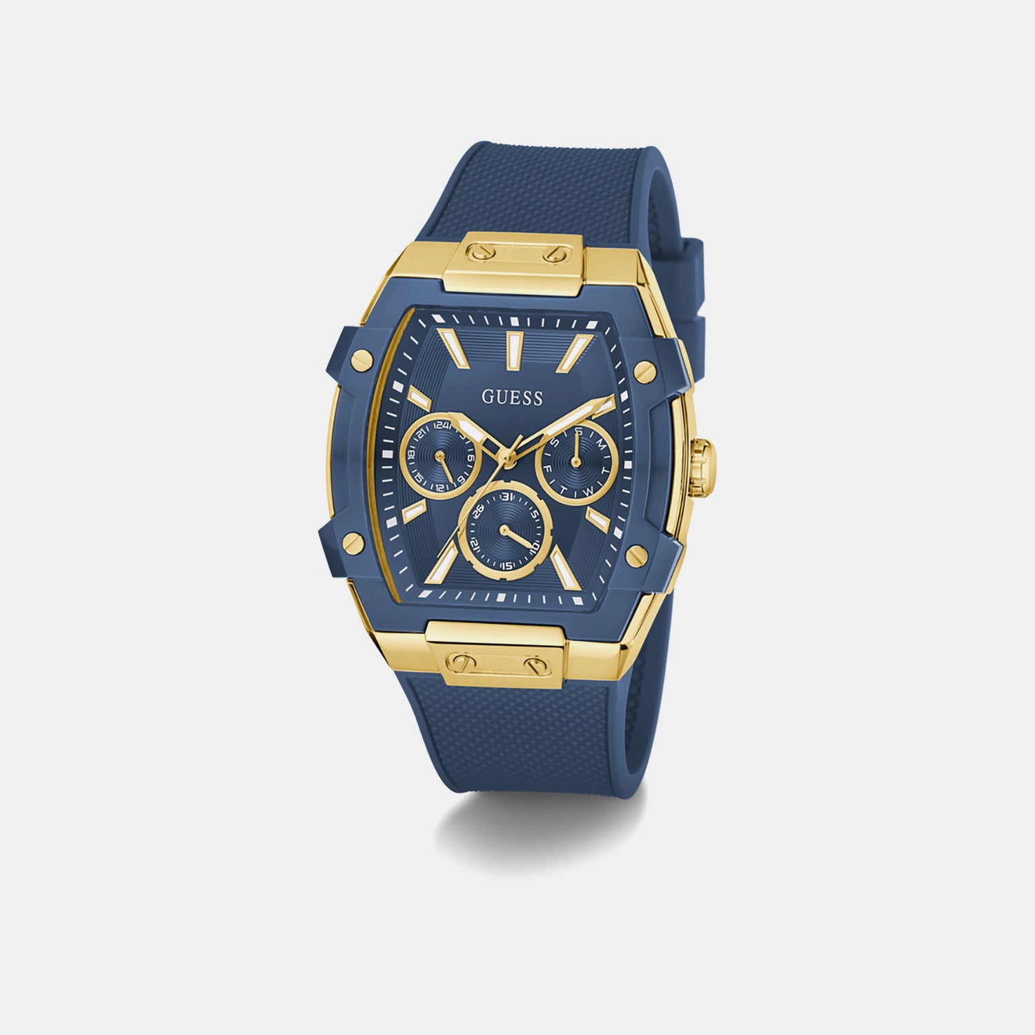 Men Quartz Blue Dial Multi-function Silicone Watch GW0956G5