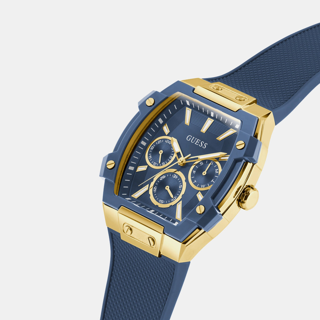 Men Quartz Blue Dial Multi-function Silicone Watch GW0956G5