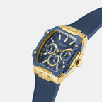 Men Quartz Blue Dial Multi-function Silicone Watch GW0956G5